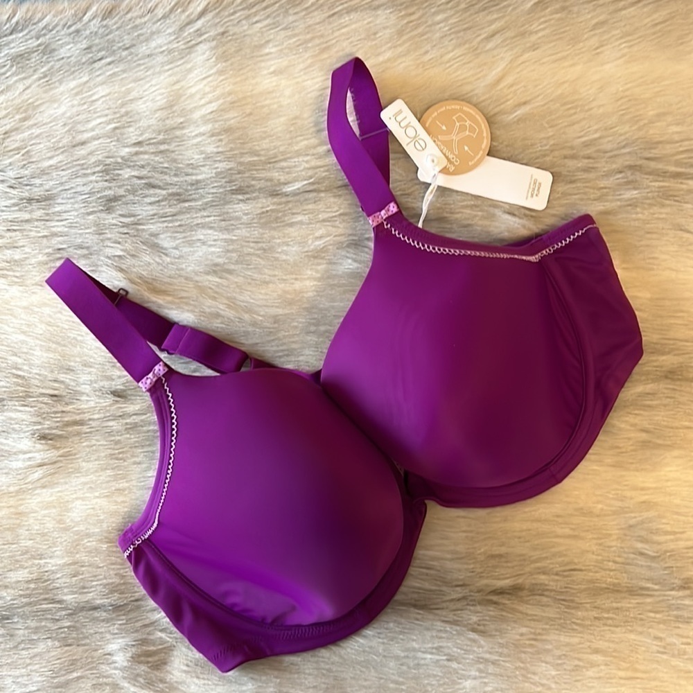 New ELOMI BIJOU Purple 42 F Underwire Banded Molded Bra EL8730 Adjustable Back - Picture 3 of 12